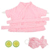 Pink decorative lawn goose costume set with a pink fabric garment and a pink bow