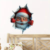 A festive Christmas Santa face cutout with a red hat and white beard, appearing to burst out of torn paper.