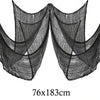 Black gauze fabric draped in a decorative, flowing style for spooky Halloween decorations