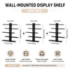A set of three wall-mounted display shelves in black for a 3pc set.