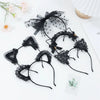 Lace Cat Ear Headband with Elegant Bow Details