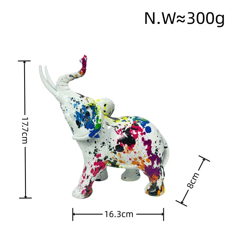 Colorful Elephant Resin Figurine for Home Decor