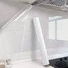 Removable frosted glass window film installed on a kitchen window, showing its transparency and application.
