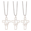 Stainless steel praying hands cross pendant necklace with a detailed design