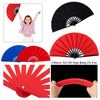 A collection of red and black folding fans used for Chinese Tai Chi Yoga Kung Fu practice.