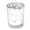 Elegant glass votive candle holder with a diamond pattern texture
