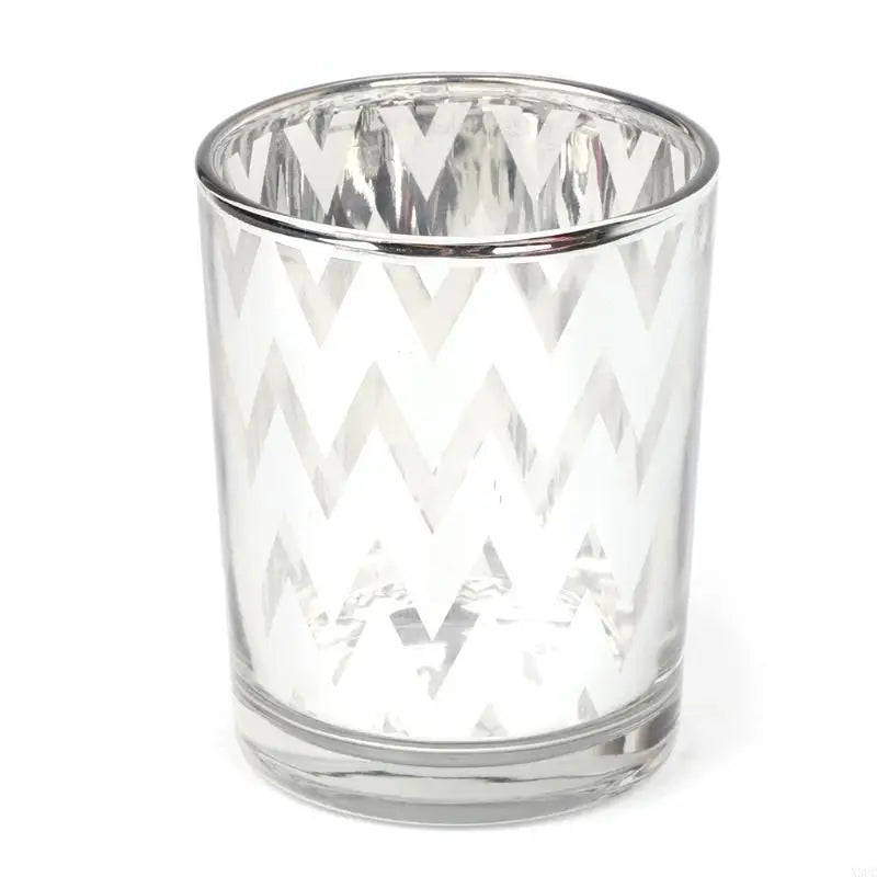 Elegant glass votive candle holder with a diamond pattern texture