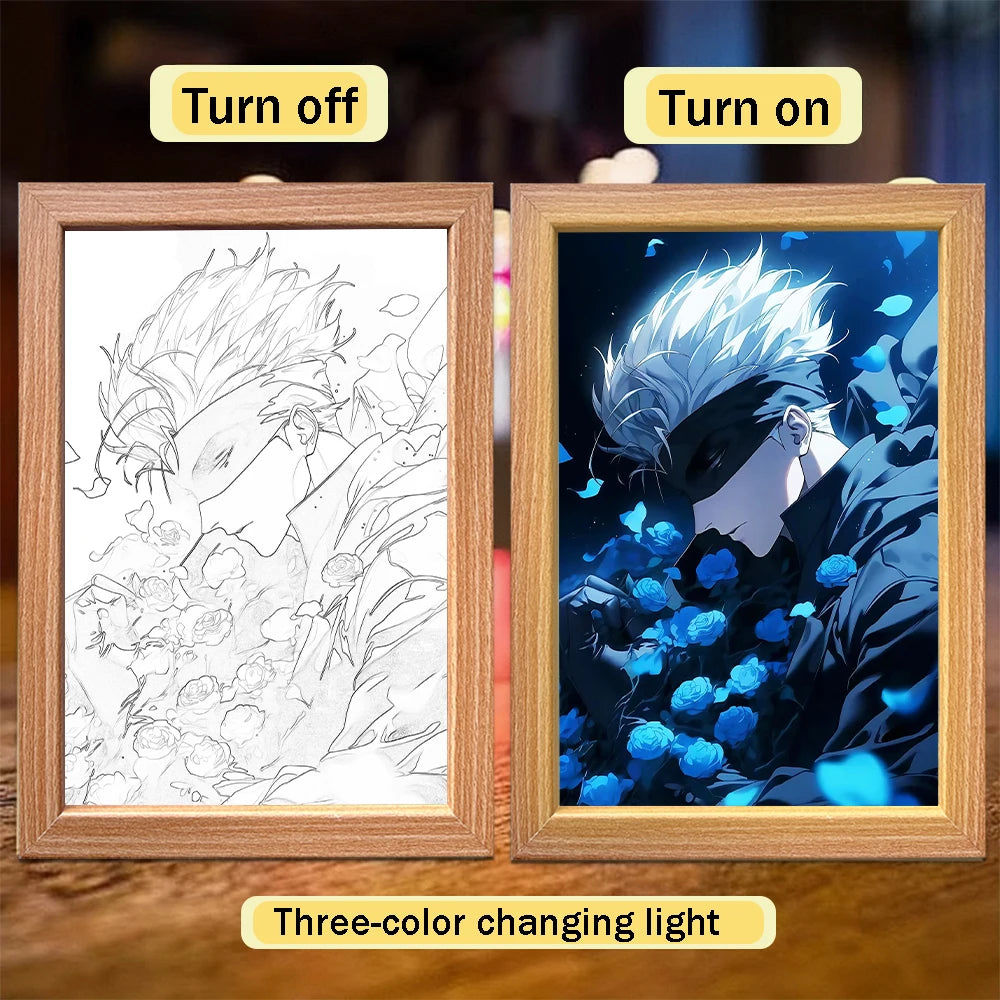Anime Satoru Gojo LED Lighted Photo Frame with Three Color Modes