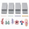 A set of precision clay bead rollers in various sizes, including 2mm to 5mm, and decorative clay beads.