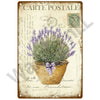 Vintage postcard featuring a purple lavender plant in a terracotta pot with handwritten text.
