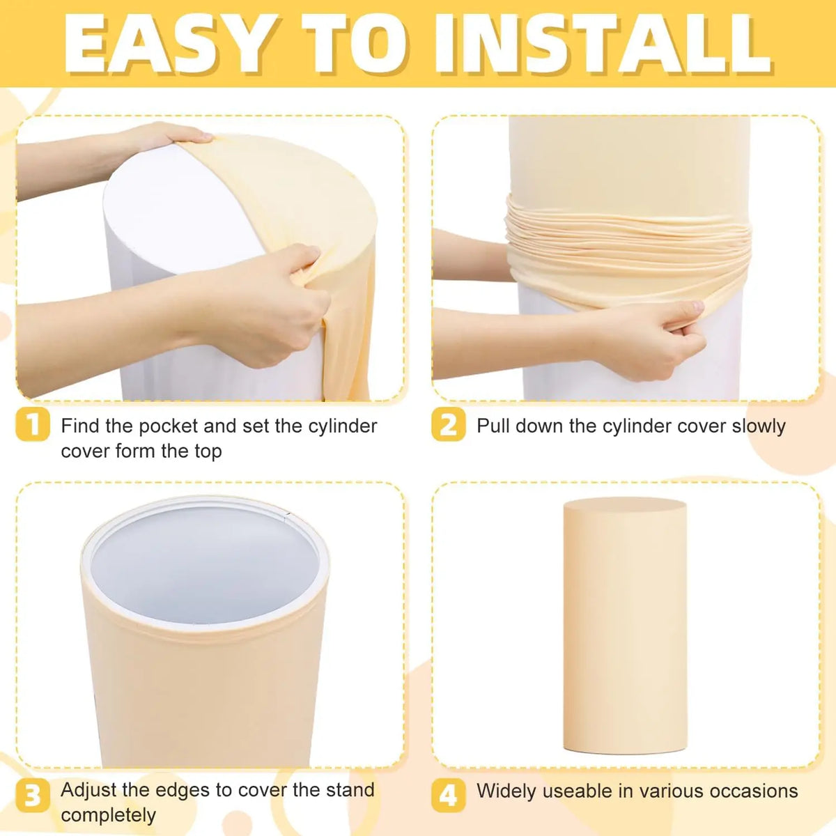Spandex Cylinder Stand Covers for Weddings and Events