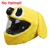 Yellow cartoon plush helmet cover for full-face motorcycle helmets