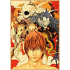 Vintage anime canvas wall art featuring a stylized skull and a fierce, blue-furred monster above a human face.