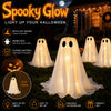 Colección de figuras fantasma LED blancas con sombreros de bruja para decoración de Halloween.