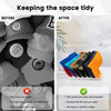 Before and after comparison showing how to keep space tidy with an acrylic cap storage rack