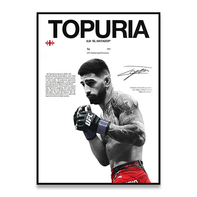 Black and white graphic art print featuring a muscular boxer with gloves and determined expression.