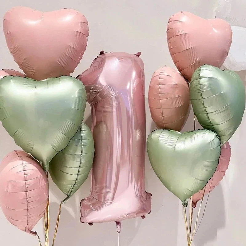 Pastel Pink Foil Number Balloons (0-9) for Birthday Party Decorations