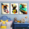 Three framed canvas prints featuring skateboarders and extreme sports in vibrant colors