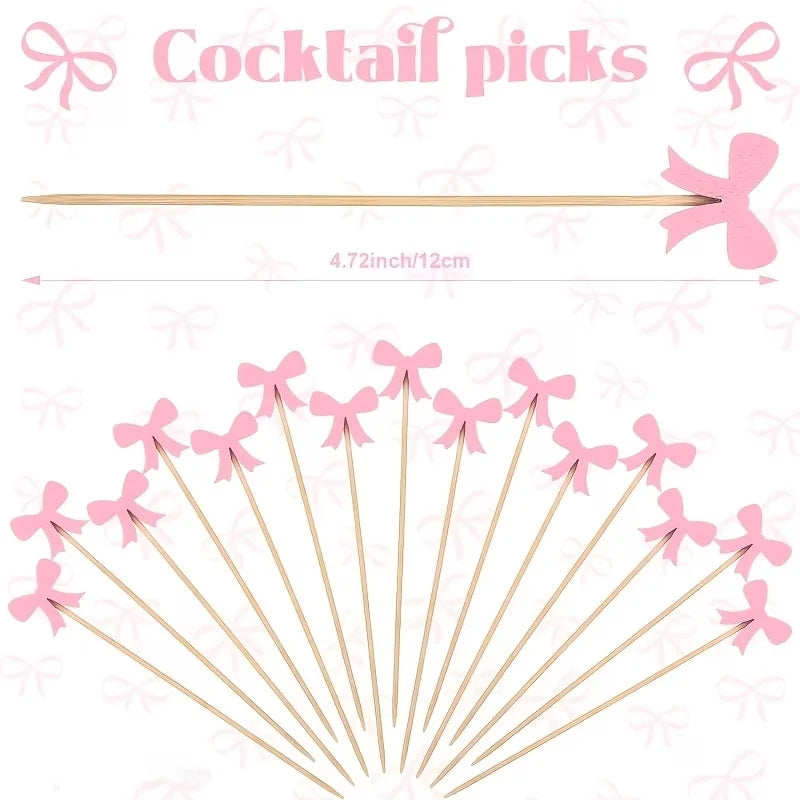 Eco-Friendly Bamboo Cocktail Picks with Cute Toppers (100 Pack)