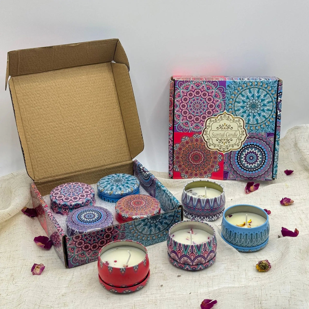Scented Soy Wax Candle Gift Set with Travel Tins