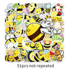 A collection of 51 unique cartoon animal bee stickers featuring various yellow and black bees.