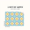 A set of 12 Moroccan pattern floor stickers featuring yellow and blue floral designs.