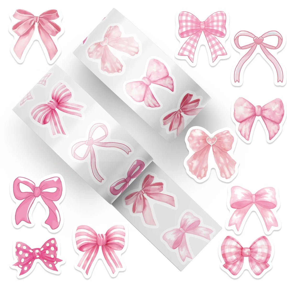 A set of pink and white cartoon bow decorative envelopes with reward stickers.