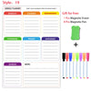 A set of magnetic dry erase planners and various colored magnetic pens for weekly scheduling