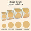 Rolls of blank kraft paper stickers in various sizes and colors for gift wrapping