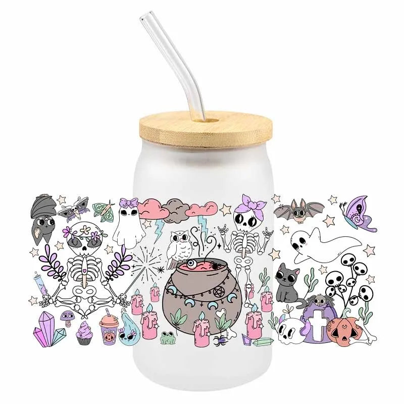 Halloween Spooky UV DTF Cup Wraps – 3D Cartoon Stickers