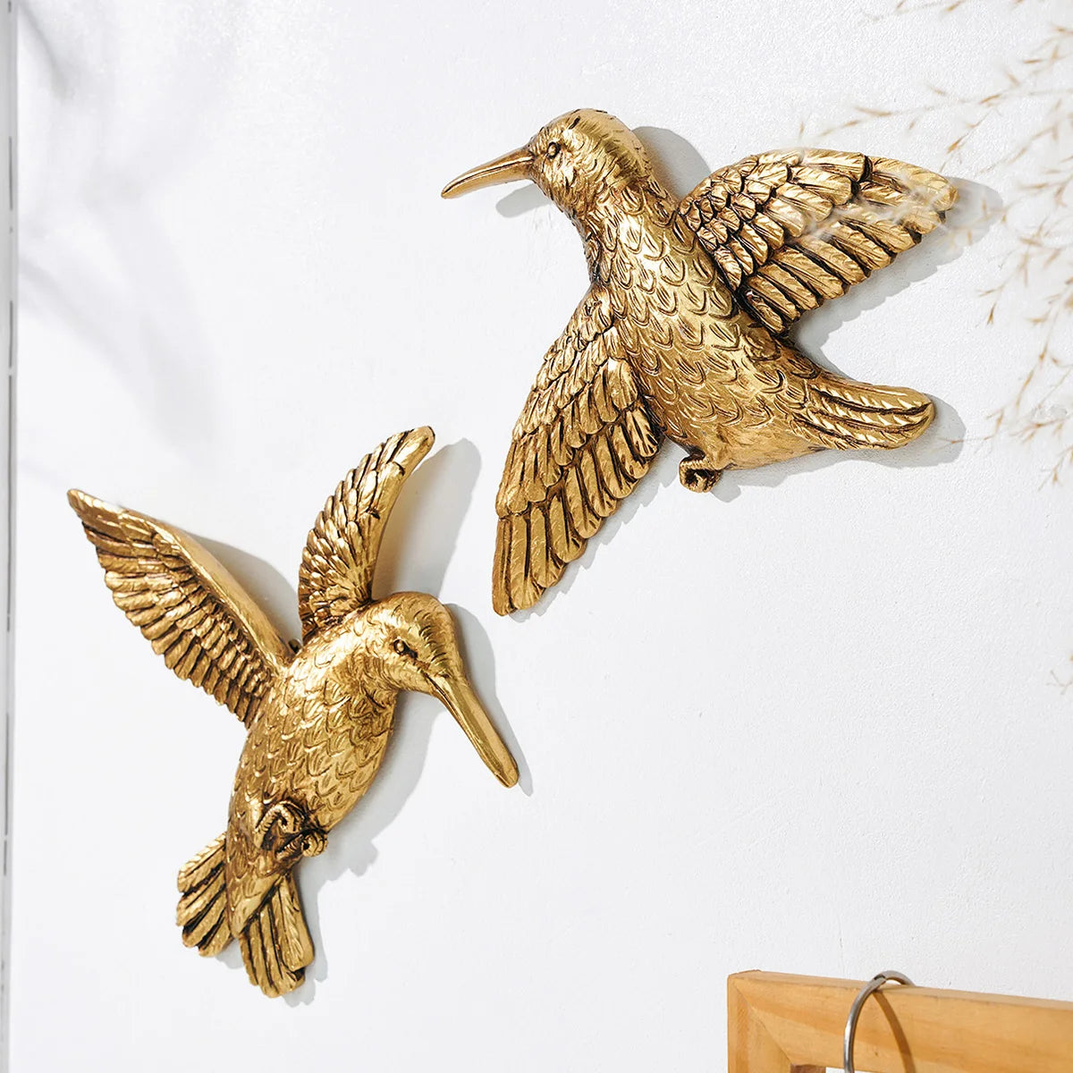 Golden Hummingbird Wall Art Décor