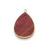 A teardrop-shaped natural agate and rose quartz pendant charm with a gold-colored bail.