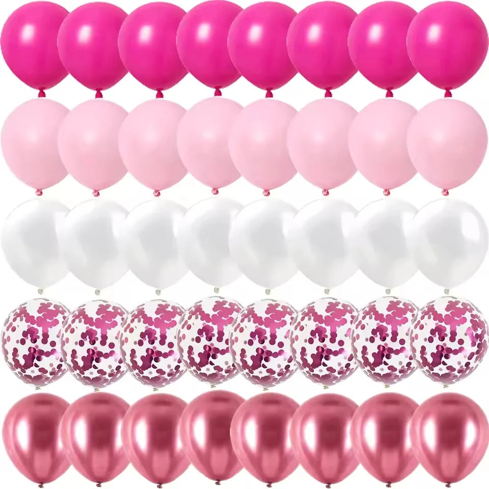 Rose Pink Metallic Latex Balloons for Parties & Celebrations