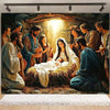 Starry Night Nativity Scene Backdrop for Christmas Celebrations