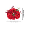 A vibrant red silk flower ball centerpiece featuring roses and hydrangea blooms.