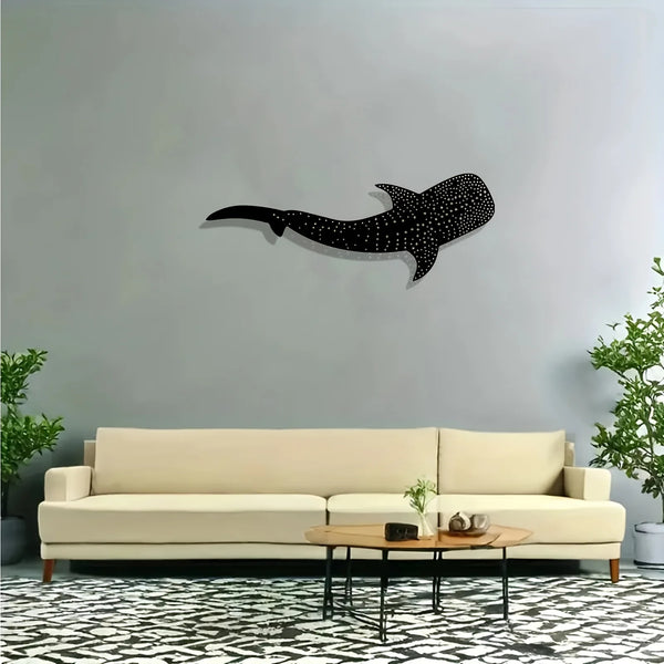 Whale Shark Metal Wall Art - Modern Nautical Decor for Living Room & Office