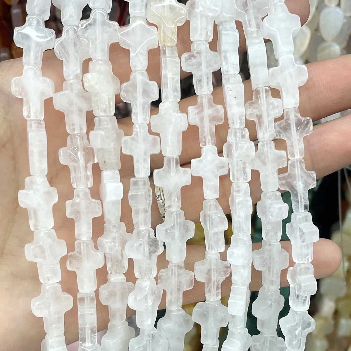 Natural Stone Cross Beads for Jewelry Making