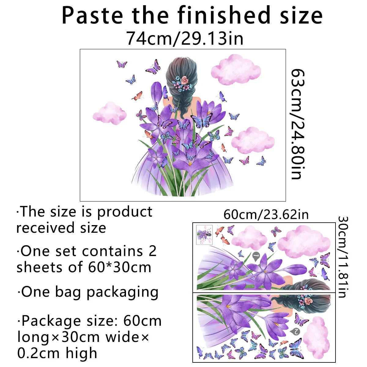 Taille finie du produit : 74 cm de long et 29,13 pouces de large