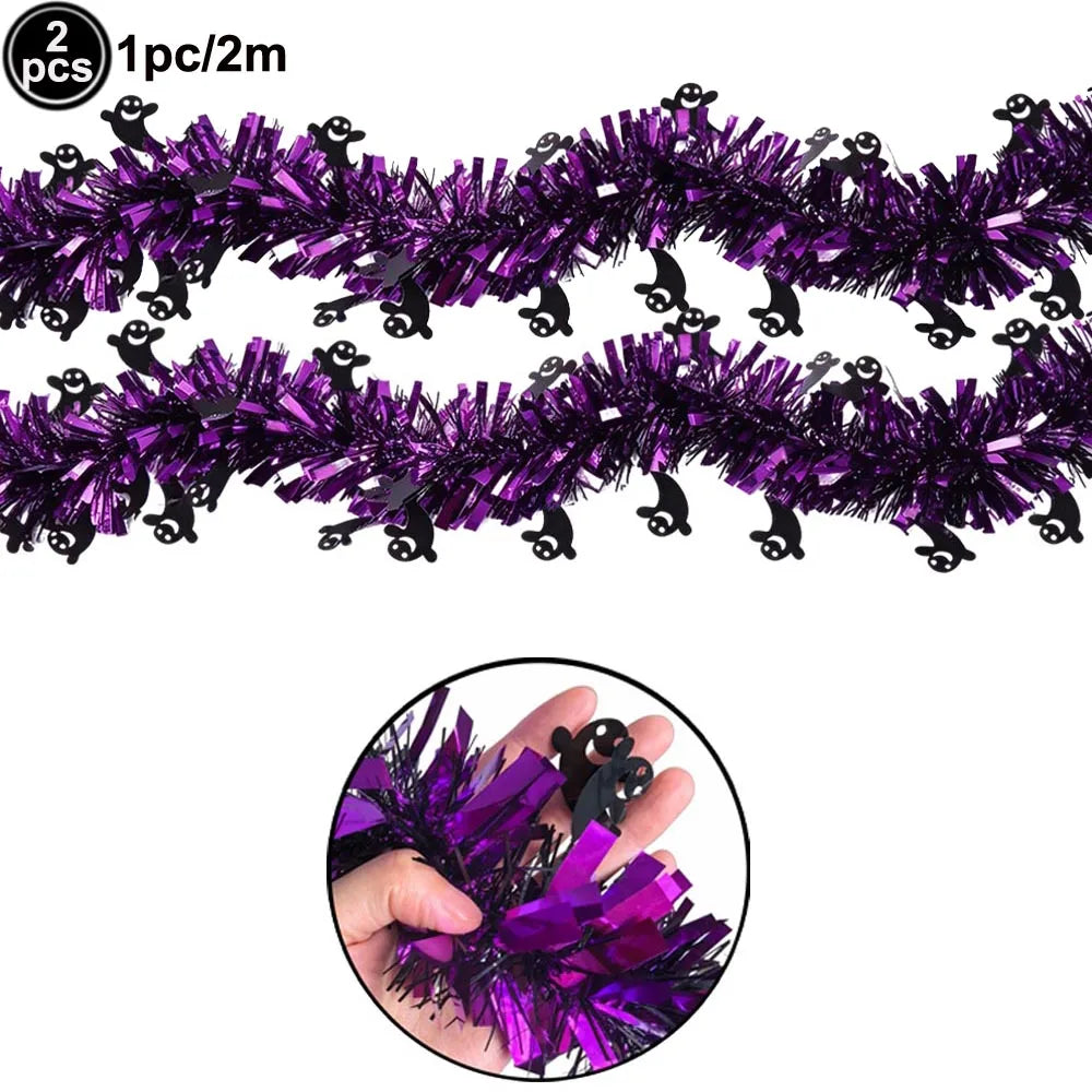 Halloween Foil Fringe Curtain – Pumpkin, Ghost & Bat Print Party Backdrop