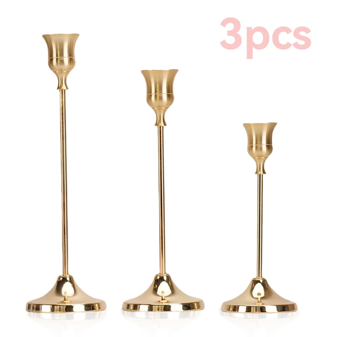 Classic Metal Taper Candle Holders, Set of 3