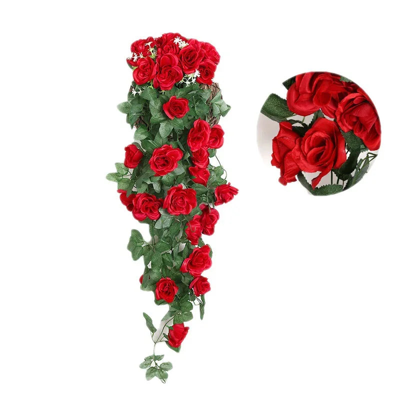 Silk Rose Hanging Vine - Faux Flower Garland for Home Décor