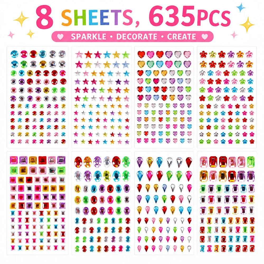 Self-Adhesive Rhinestone Gem Stickers – Multicolor Crystal Craft & Beauty Decor