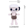 A white Goob Boxten plush toy with black accents and a brown skirt.