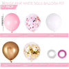 A kit of 32 pink and white gold confetti latex balloons, including solid pink, confetti, and white balloons.