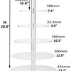 Clear acrylic three-tier cupcake stand with a diameter of 5.9 inches and various height options.