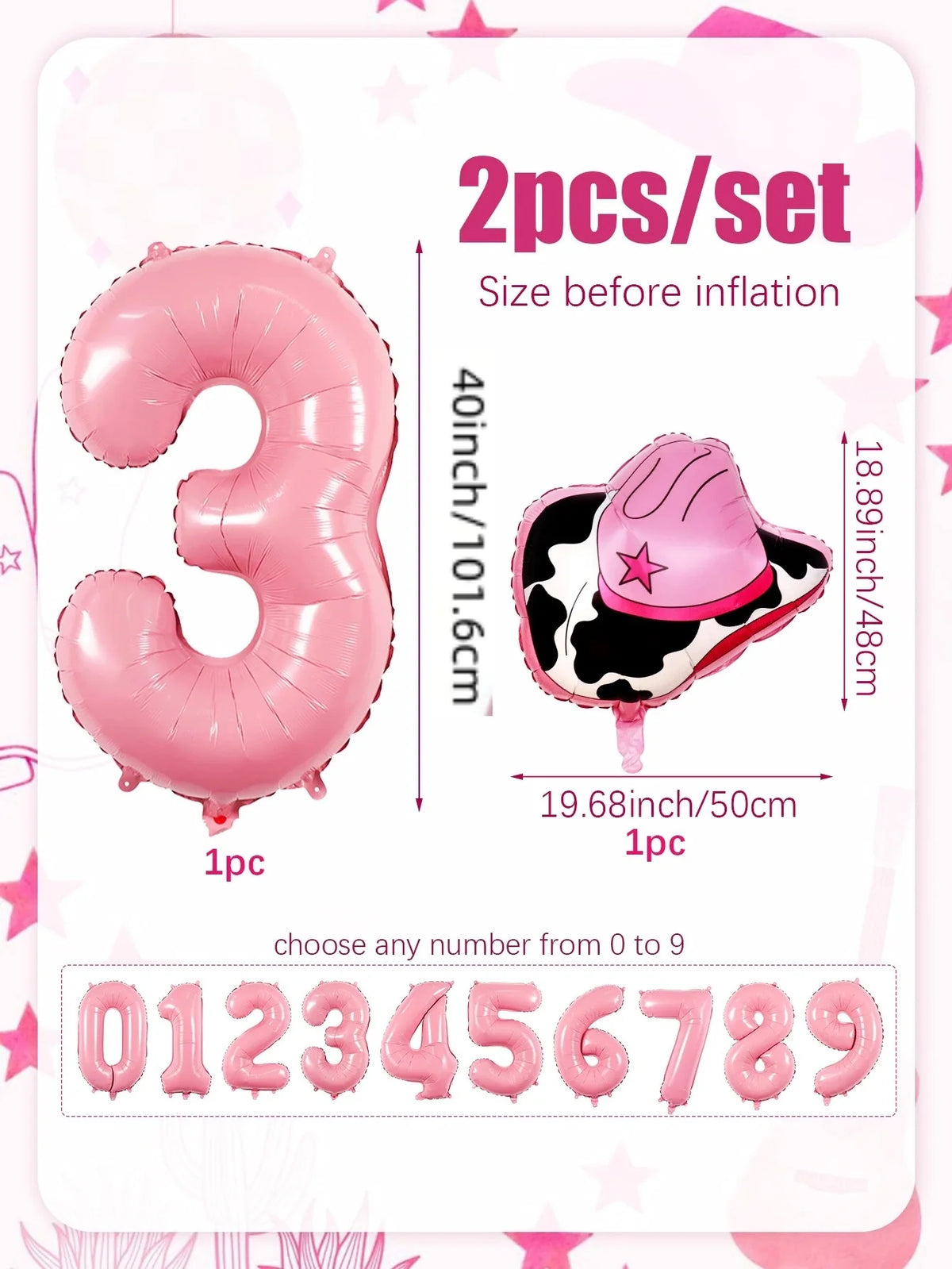 40-Inch Cowboy Cow Number Foil Balloon Set