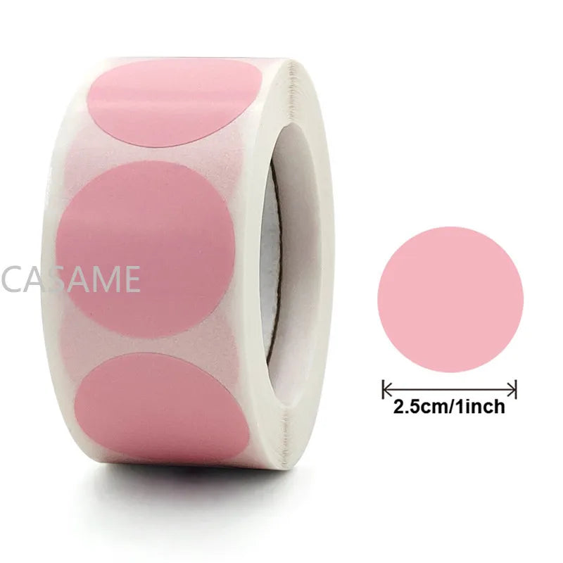 Roll of pink heart-shaped seal stickers for crafting and packaging
