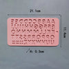 A pink silicone mold set featuring various uppercase letters and numbers for baking