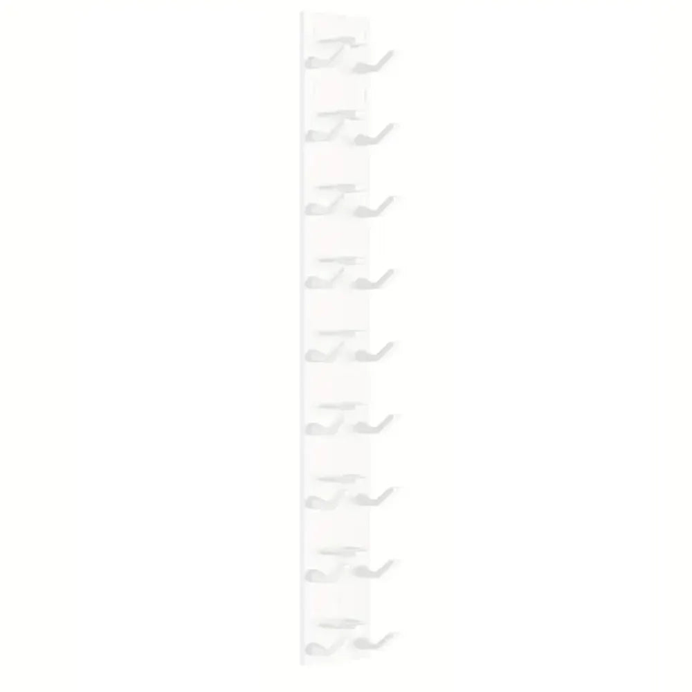 Étagère verticale de cintres blancs pour montage mural et rangement de placard.