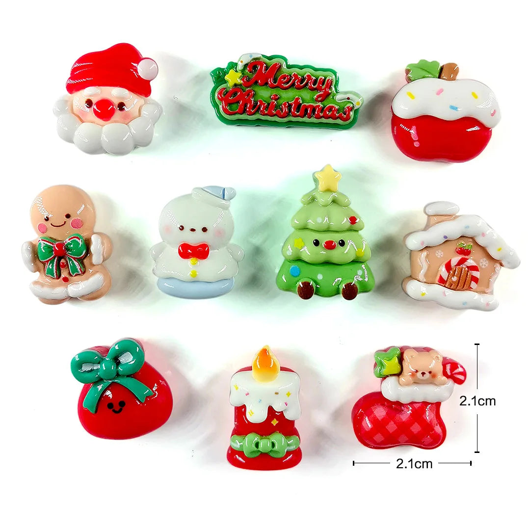 Un juego de lindos imanes navideños con Santa, un árbol de Navidad y una casa de jengibre.